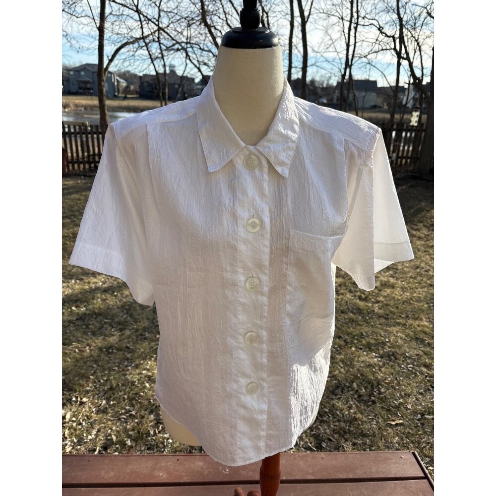 Diane Von Furstenberg White Crinkled Size 14 100% Polyester Made In Thailand Sho